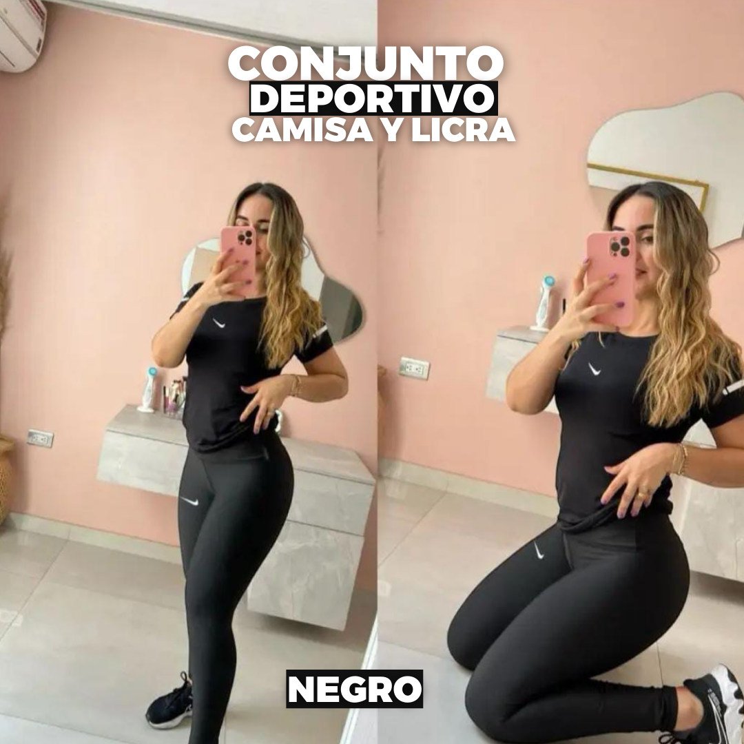 CONJUNTO DEPORTIVO CAMISA Y LICRA–COMODIDAD Y ESTILO PARA TU ENTRENAMIENTO