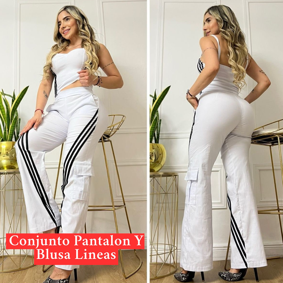 Conjunto Pantalon Y Blusa Lineas
