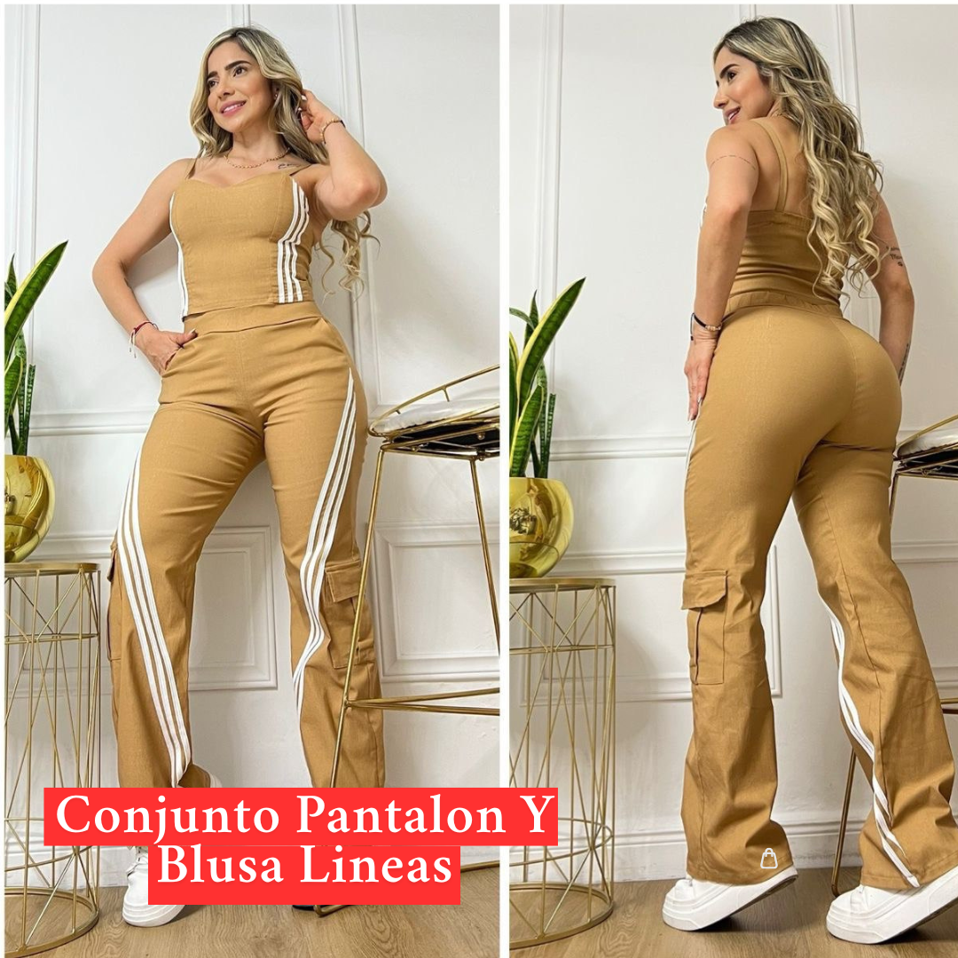 Conjunto Pantalon Y Blusa Lineas