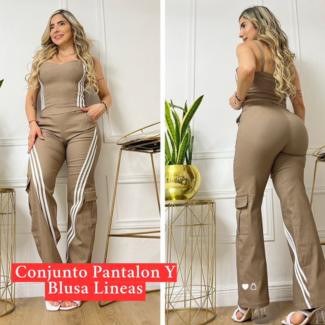 Conjunto Pantalon Y Blusa Lineas