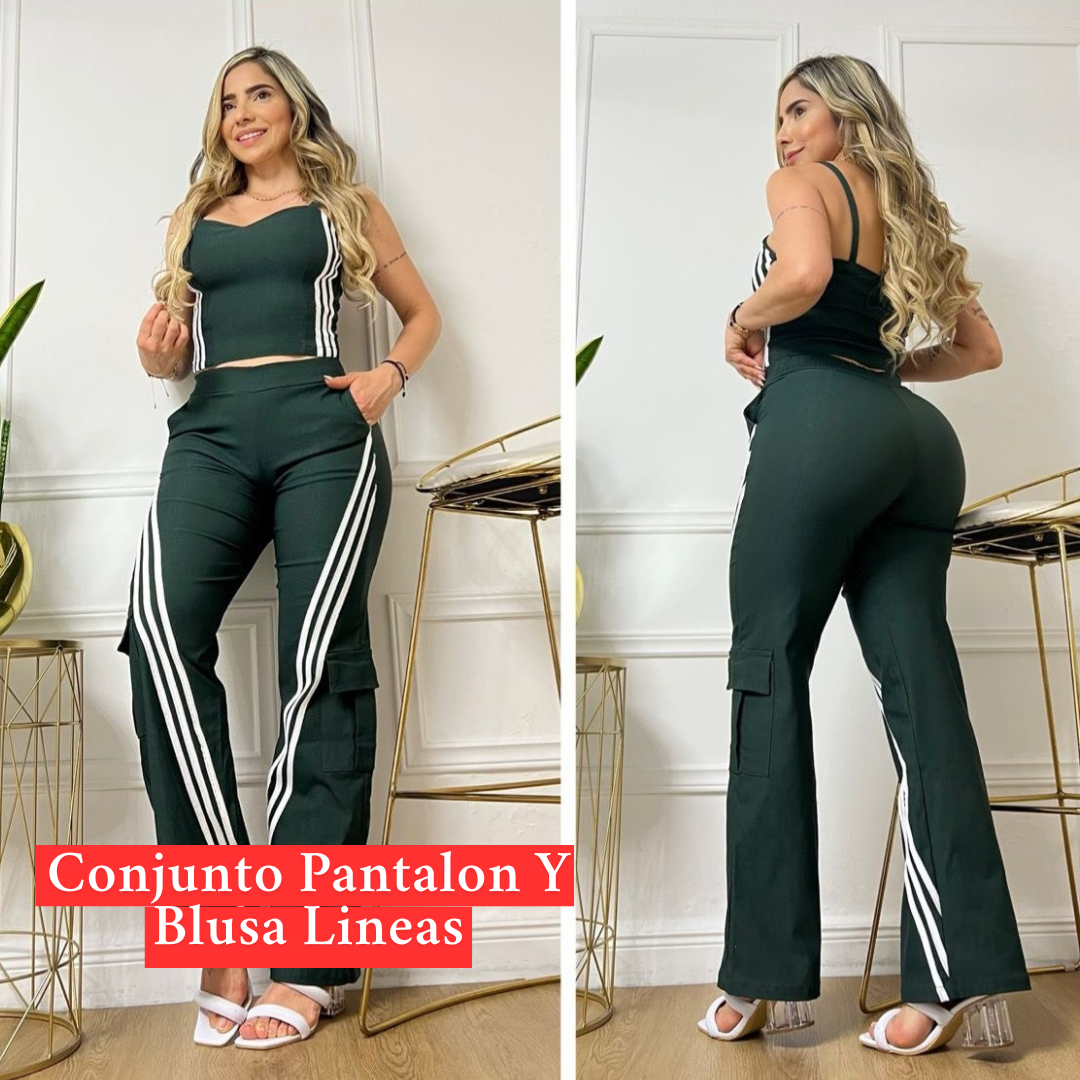 Conjunto Pantalon Y Blusa Lineas