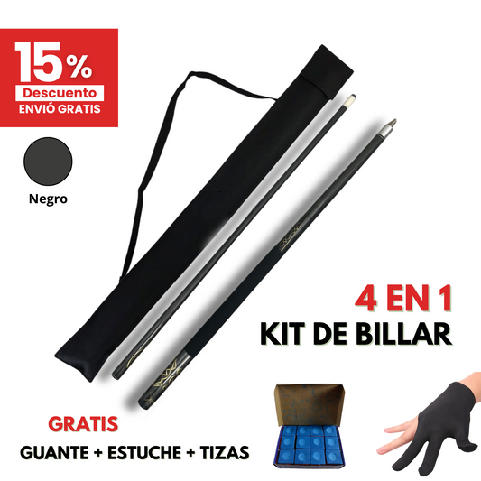 Kit Taco de Billar Profesional | Estuche, Guante, Caja de Tiza "Gratis"