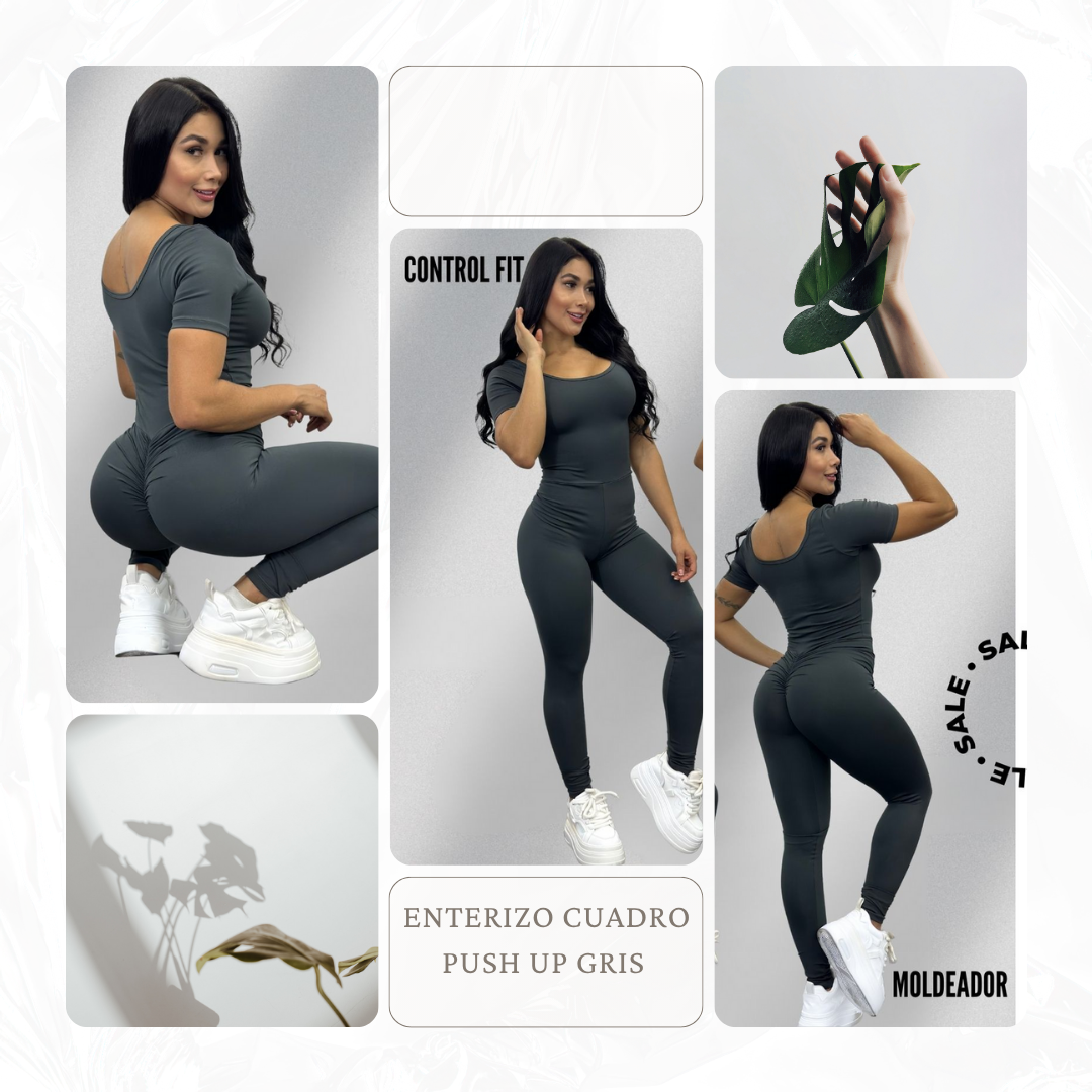 Enterizo Cuadro Push Up Gris