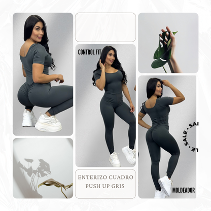 Enterizo Cuadro Push Up Gris