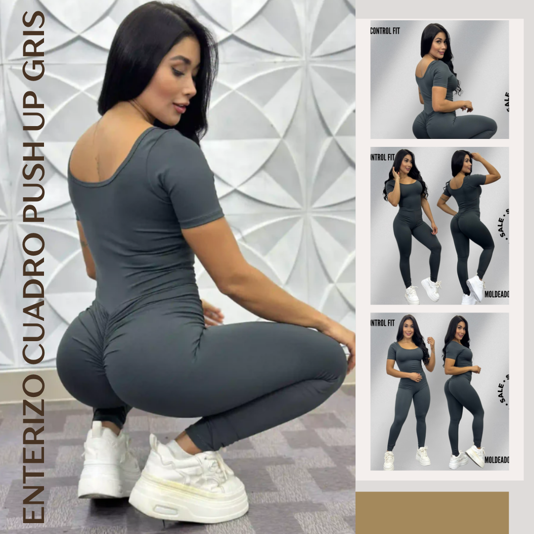 Enterizo Cuadro Push Up Gris