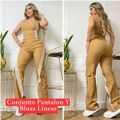 Conjunto Pantalon Y Blusa Lineas