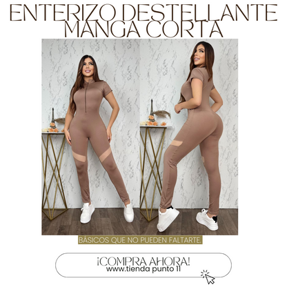 Enterizo Destellante Manga Corta