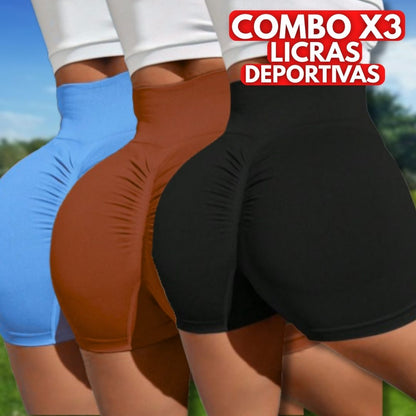 Combo x3 Licras deportivas de colores